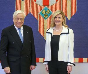 Zagreb: Predsjednica Grabar-Kitarović sastala se s grčkim predsjednikom Pavlopoulosom 05.02.2019., Zagreb -  Predsjednica Republike Hrvatske Kolinda Grabar-Kitarovic primila je predsjednika Grcke Prokopiosa Pavlopoulosa. 
Photo: Luka Stanzl/PIXSELL