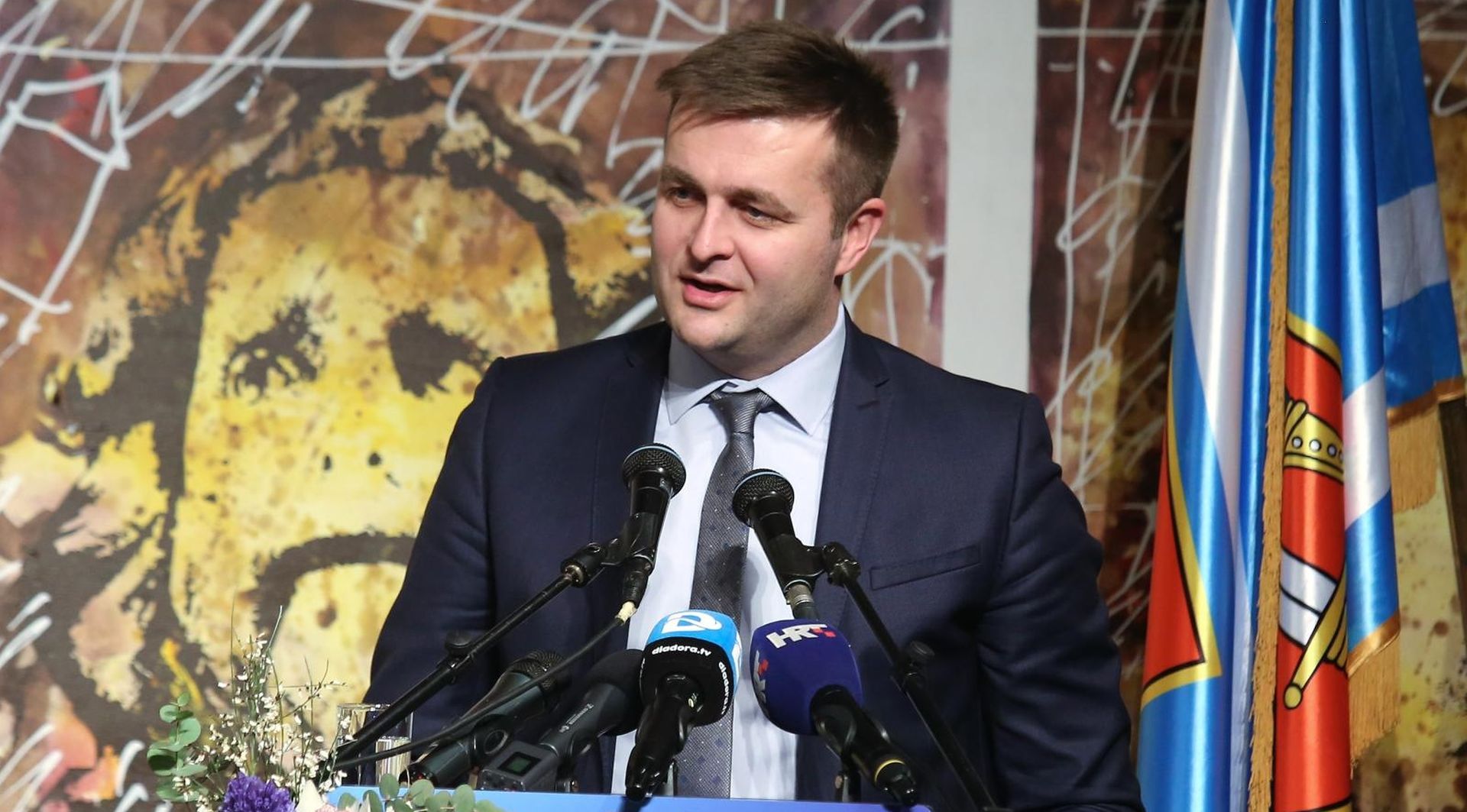 08.02.2019., Sibenik - U HNK Sibenik svecano je proslavljena 29. obljetnica osnutka HDZ-a. 
Svecanoj obljetnici nazocio je predsjednik HDZ-a Andrej Plenkovic i mnogi stranacki duznosnici.  Tomislav Coric. 
Photo: Dusko Jaramaz/PIXSELL