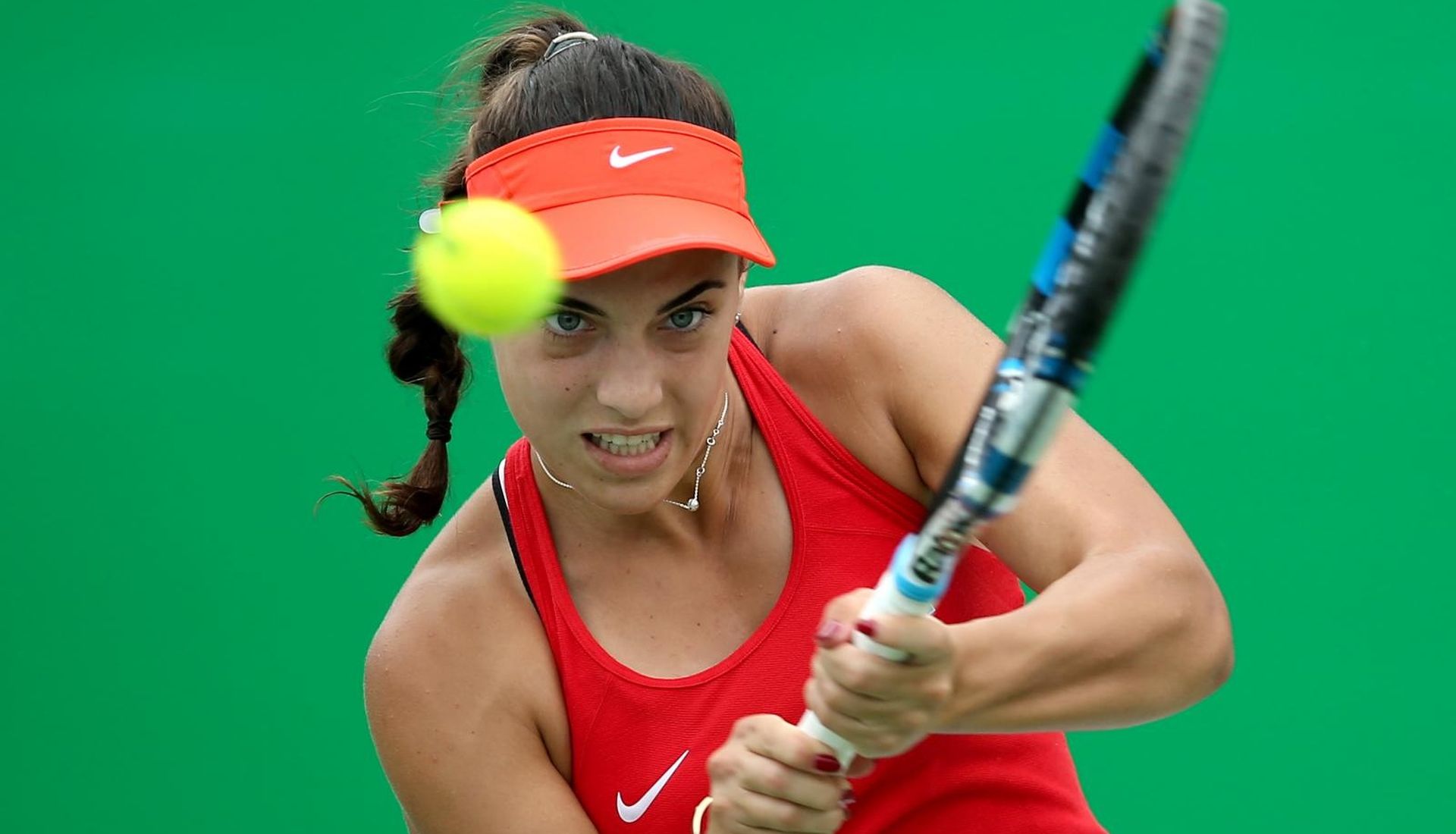 08.08.2016., Rio de Janeiro, Brazil - Olimpijske igre Rio 2016. Tenis, drugo kolo, Ana Konjuh (CRO) - Carla Suarez Navarro (SPA). Photo: Igor Kralj/PIXSELL