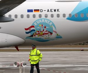 22.11.2018., Krk - Zrakoplov Airbus A320 njemacke kompanije Eurowings sletio je iz Dusseldorfa u zracnu luku Rijeka na Krku. Zrakoplov na trupu ima promotivne oznake turisticke regije Kvarnera sto predstavlja promociju Kvarnera kao turisticke regije. Projekt je nastao u suradnji Zracne luke Rijeka  i TZ Kvarnera.
Photo: Goran Kovacic/PIXSELL