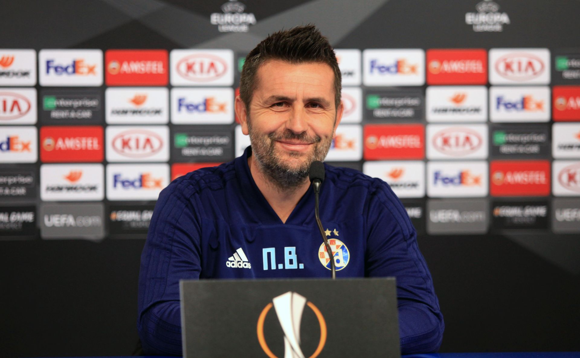 Zagreb, 20.02.2019 - konferencija za medije GNK Dinamo, trenera Nenada Bijelice i Dania Olma, uoči uzvratne utakmice šesnaestine finala Europa lige Dinamo - Viktoria Plzen. 
Foto HINA/Mario ĆUŽIĆ/mć