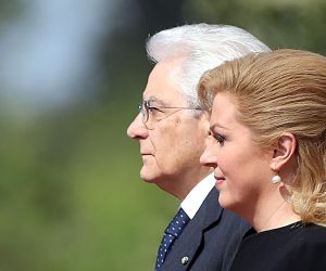 23.04.2015., Zagreb - Predsjednica Republike Hrvatske Kolinda Grabar-Kitarovic sastala se s predsjednikom Talijanske Republike Sergiom Mattarellom u Uredu Predsjednice na Pantovcaku. 
Photo: Goran Stanzl/PIXSELL