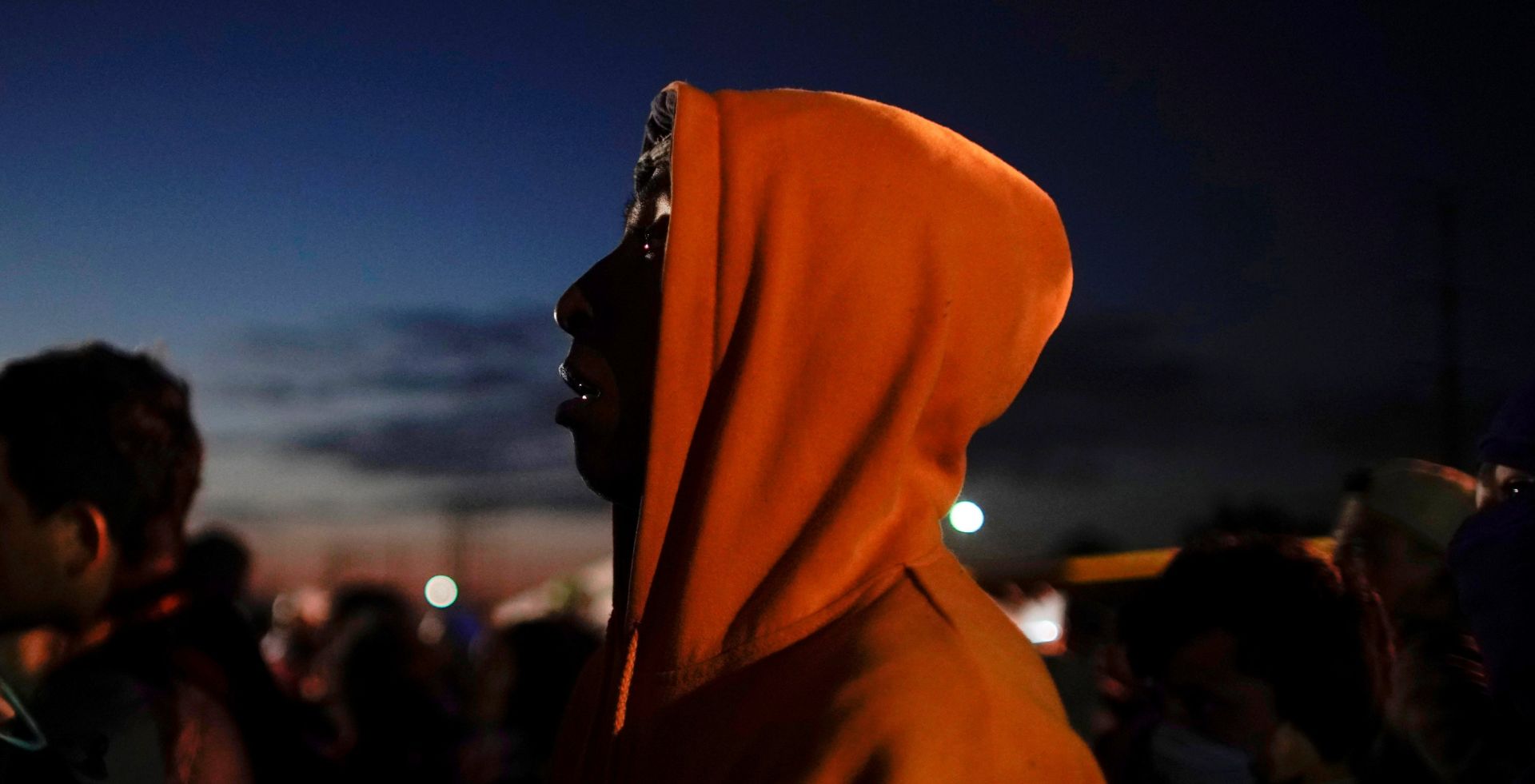A migrant listens to Mexican authorities in a provisional shelter during his journey towards the United States, in Piedras Negras, Mexico A migrant listens to Mexican authorities in a provisional shelter during his journey towards the United States, in Piedras Negras, Mexico, February 4, 2019. REUTERS/Alexandre Meneghini ALEXANDRE MENEGHINI