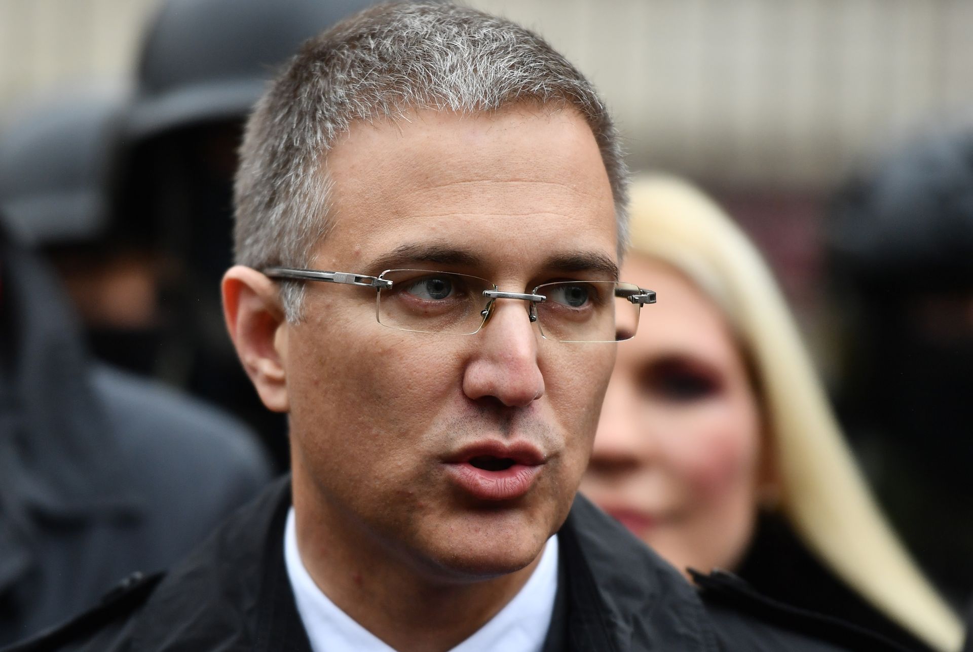15.11.2017., Beograd, Srbija - Antiteroristicke jedinice Zandarmerije izvele su takticko-pokaznu vjezbu uklanjanja teroristicke grupe ubacene u Veleposlanstvo Kanade u Beogradu. 
Ministar unutarnjih poslova Nebojsa Stefanovic. 
Photo: Srdjan Ilic/PIXSELL