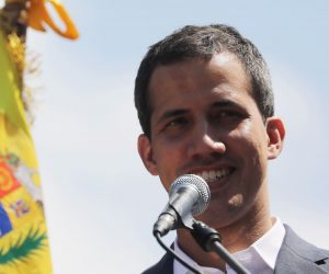 epa07339319 President of the Venezuelan National Assembly Juan Guaido delivers a speech during a protest march against Nicolas Maduro's Government, in Caracas, Venezuela, 02 February 2019. Maduro and his opponent National Assembly leader Juan Guaido have called on their supporters to take to the streets as international pressure increased on Maduro to resign. Guiado had declared himself interim president of Venezuela on 23 January and promised to guide the country toward new election as he consider last May's election not valid.  EPA/Miguel Gutierrez