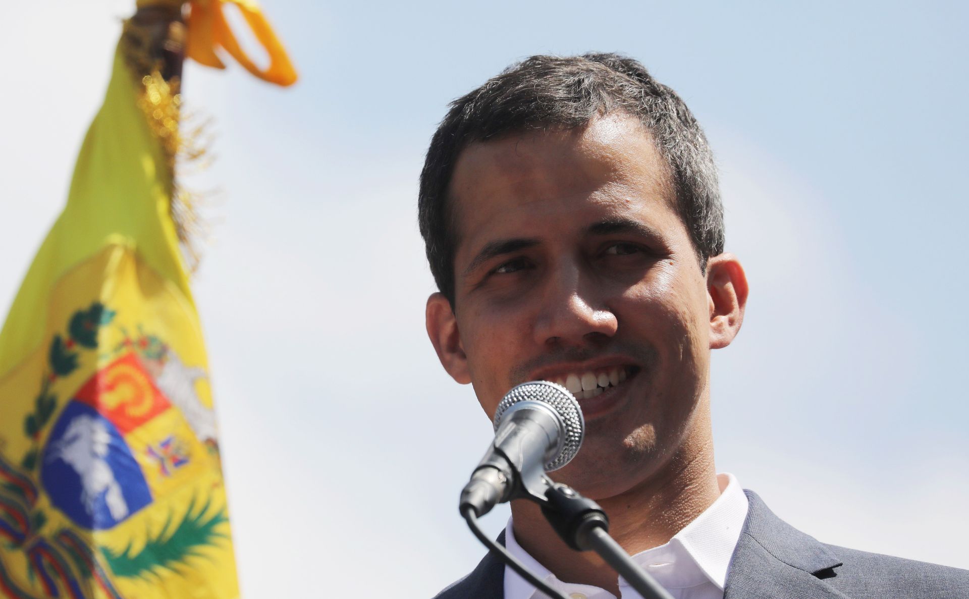 epa07339319 President of the Venezuelan National Assembly Juan Guaido delivers a speech during a protest march against Nicolas Maduro's Government, in Caracas, Venezuela, 02 February 2019. Maduro and his opponent National Assembly leader Juan Guaido have called on their supporters to take to the streets as international pressure increased on Maduro to resign. Guiado had declared himself interim president of Venezuela on 23 January and promised to guide the country toward new election as he consider last May's election not valid.  EPA/Miguel Gutierrez
