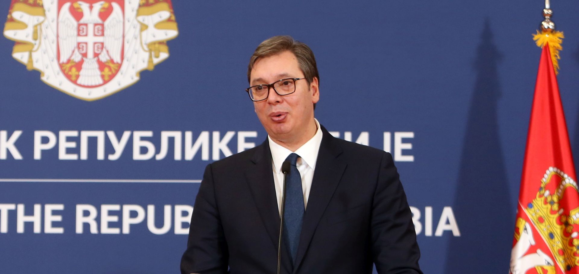 epa07327279 Slovenian President Borut Pahor (L) and Serbian President Aleksandar Vucic (R) talk during the press conference in Belgrade, Serbia, 28 January 2019. President Pahor is on an official state visit to Serbia.  EPA/ANDREJ CUKIC