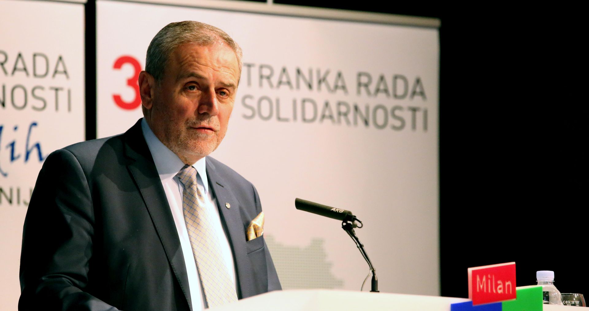 Zagreb, 25.01.2019 - 2. Izborna skupština Mladi 365, Stranke rada i solidarnosti u Maloj dvorani Koncertne dvorane Vatroslava Lisinskog. Na Izbornoj skupštini prisutnima se obratio predsjednik stranke Milan Bandić. foto HINA /Zvonimir KUHTIĆ/ zk