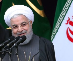 epa07361638 Iranian President Hassan Rouhani delivers his speech during a ceremony marking the 40th anniversary of the 1979 Islamic Revolution, at the Azadi (Freedom) square in Tehran, Iran, 11 February 2019. The event marks the 40th anniversary of the Islamic revolution, which came ten days after Ayatollah Ruhollah Khomeini's return from his exile in Paris to Iran, toppling the monarchy system and forming the Islamic Republic.  EPA/ABEDIN TAHERKENAREH