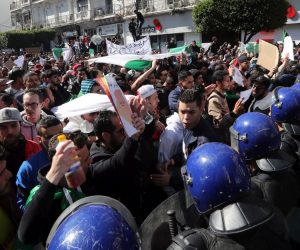 epa07406585 Algerian protesters chant slogans during a protest against the fifth term of Abdelaziz Bouteflika in Algiers, Algeria, 01 March 2019. Algerian authorities on 01 March braced for what are expected to be the largest protests in the Algerian capital in over a decade. Several protests and rallies were held in Algeria since Bouteflika serving as the president since 1999, announced he will be running for a fifth term in presidential elections scheduled for 18 April 2019.  EPA/MOHAMED MESSARA