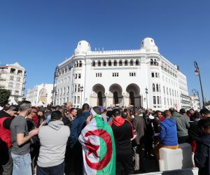 epa07406710 Algerian protesters chant slogans during a protest against the fifth term of Abdelaziz Bouteflika in Algiers, Algeria, 01 March 2019. Algerian authorities on 01 March braced for what are expected to be the largest protests in the Algerian capital in over a decade. Several protests and rallies were held in Algeria since Bouteflika serving as the president since 1999, announced he will be running for a fifth term in presidential elections scheduled for 18 April 2019.  EPA/MOHAMED MESSARA