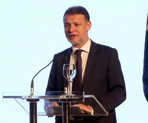 Zagreb, 4.3.2019 - Hrvatska predsjednica Kolinda Grabar Kitarović, predsjednik hrvatske Vlade Andrej Plenković i predsjednik Hrvatskoga sabora Gordan Jandroković (na slici) sudjelovali su na konferenciji u organizaciji Večernjega lista "Hrvatska kakvu trebamo - dvije godine poslije". 
Foto HINA/ Dario GRZELJ/ dag