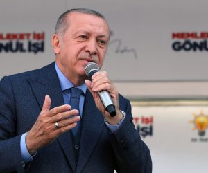 epa07441967 A handout photo made available by the Turkish President Press office shows Turkish President Recep Tayyip Erdogan speaking during his Justice and Development Party (AK Party) local election campaign rally in Tekirdag, Turkey, 16 March 2019. Local elections in Turkey's capital and the country's overall 81 provinces are scheduled for 31 March 2019.  EPA/TURKISH PRESIDENT PRESS OFFICE / HANDOUT  HANDOUT EDITORIAL USE ONLY/NO SALES