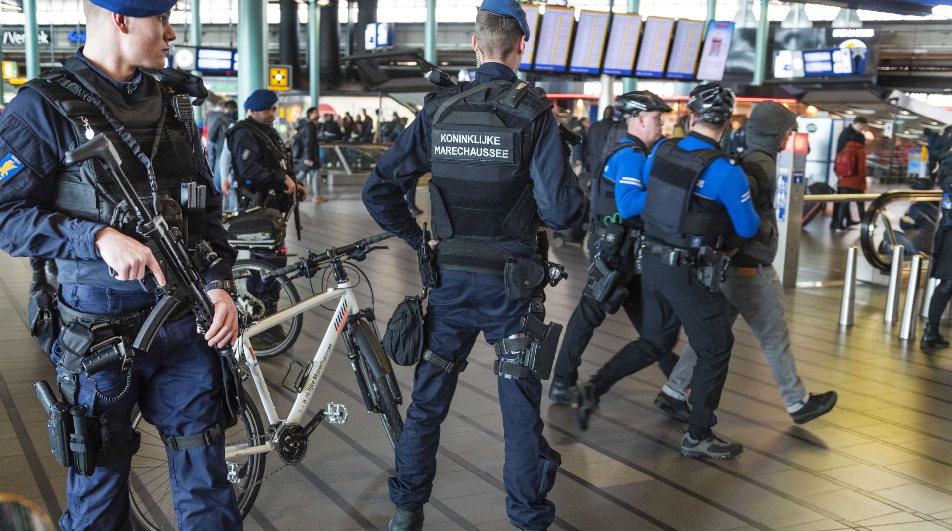 epa07446728 Extra military police units were deployed to Schiphol Airport to heighten security Schiphol, The Netherlands, 18 March 2019. Security measures are being put in places in the aftermath of the shooting on a tram in Utrecht with a possible terrorist motive. According to the the Dutch Police, several people have been injured in a shooting on a tram in the central Dutch city of Utrecht. The perpetrator is still at large.  EPA/EVERT ELZINGA
