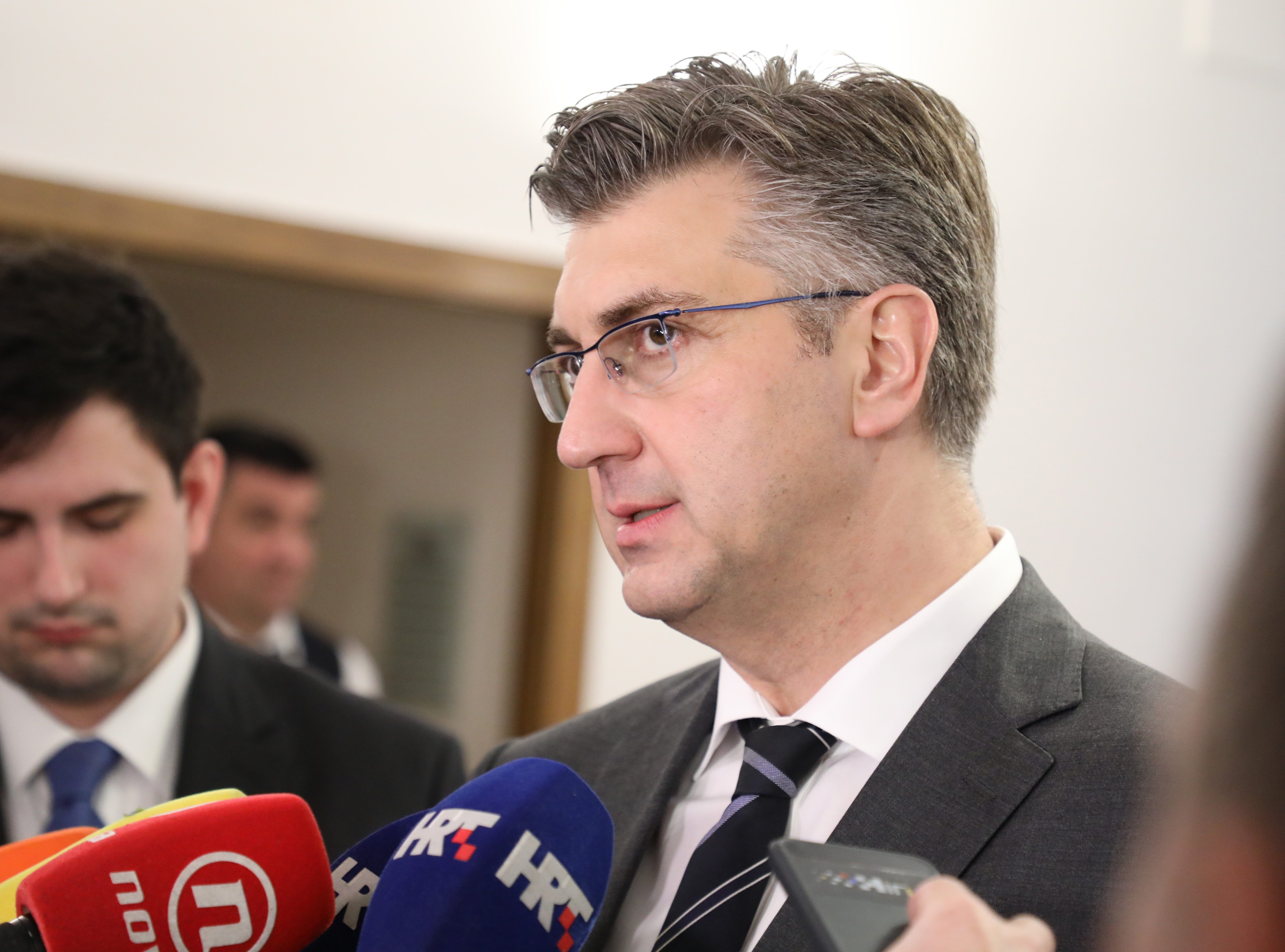 Zagreb, 19.03.2019 - Hrvatski sabor, izjava za medije predsjednika Vlade Andreja Plenkovića u slučaju nasilja u obitelji požeškog člana HDZ-a. Na fotografiji Andrej Plenković.
foto HINA/ Admir BULJUBAŠIĆ/ abu