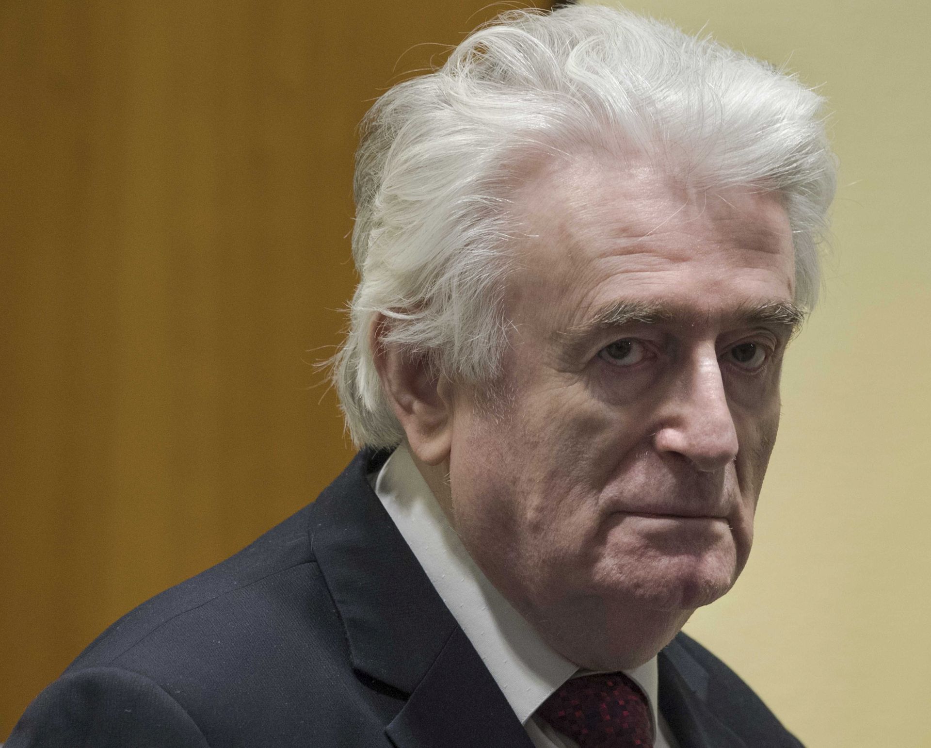 epa07450757 Former Bosnian Serb leader Radovan Karadzic enters the court room of the International Residual Mechanism for Criminal Tribunals in The Hague, Netherlands, 20 March 2019. Nearly a quarter of a century since Bosnia's devastating war ended, Karadzic is set to hear the final judgment on whether he can be held criminally responsible for unleashing a wave of murder and destruction. United Nations appeals judges will on Wednesday rule whether to uphold or overturn Karadzic's 2016 convictions for genocide, crimes against humanity and war crimes, as well as his 40-year sentence.  EPA/PETER DEJONG / POOL