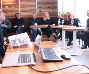 Zagreb,26.03.2019 - Konferencija za mdije na kojoj je  predstavljen program 13. festivala tolerancije - JFF Zagreb. Program su predstavili direktorica festivala Nataa Popoviæ i njezin tim. Na fotografiji Bobo Jelèiæ  (L).
foto HINA / Denis CERIÆ /dc
