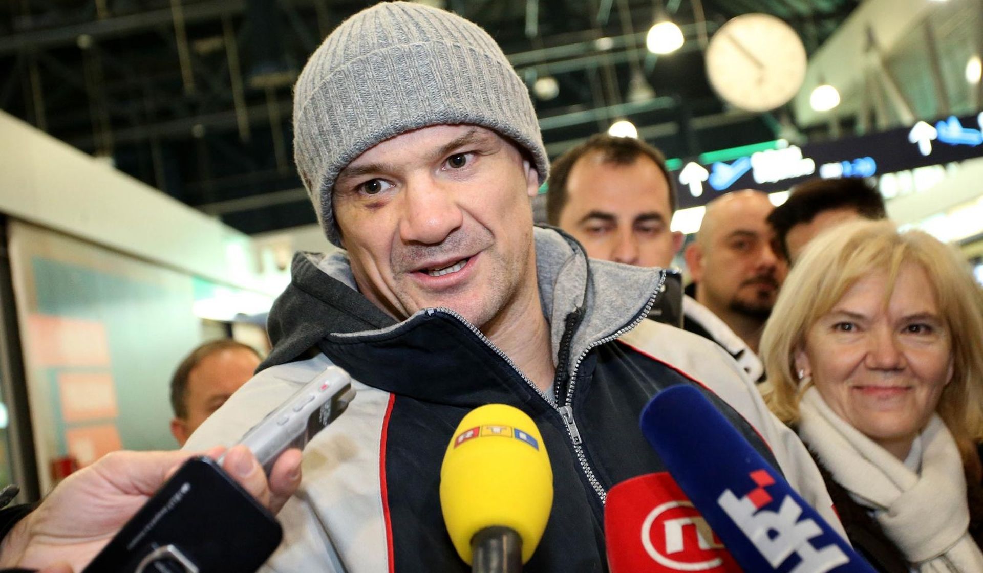 02.01.2017., Zracna luka Zagreb, Zagreb - Mirko Cro Cop Filipovic vratio se iz Japana gdje je osvojio pojas prvaka Rizin World Grand Prixa. 
Photo: Igor Kralj/PIXSELL