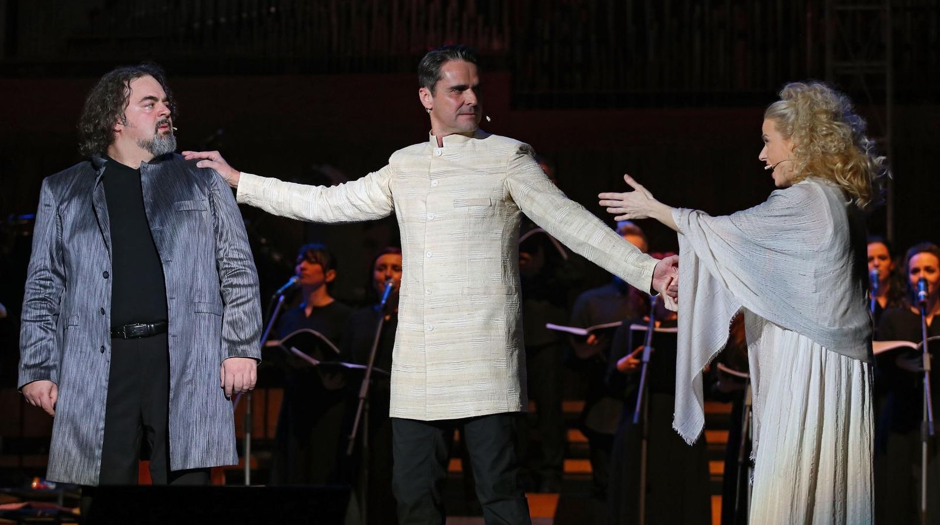 02.03.2018., Zagreb - Jesus Christ Superstar, koncertna izvedba rock opere u suradnji Zagrebacke filharmonije s kazalistem Komedija odrzana je u KD Vatroslav Lisinski.Glavne uloge odigrali su Djani Stipanicev kao Isus Krist, Renata Sabljak kao Marija Magdalena, Ervin Baucic kao Juda i  Jacques Houdek kralj Herod.
 Photo: Jurica Galoic/PIXSELL
