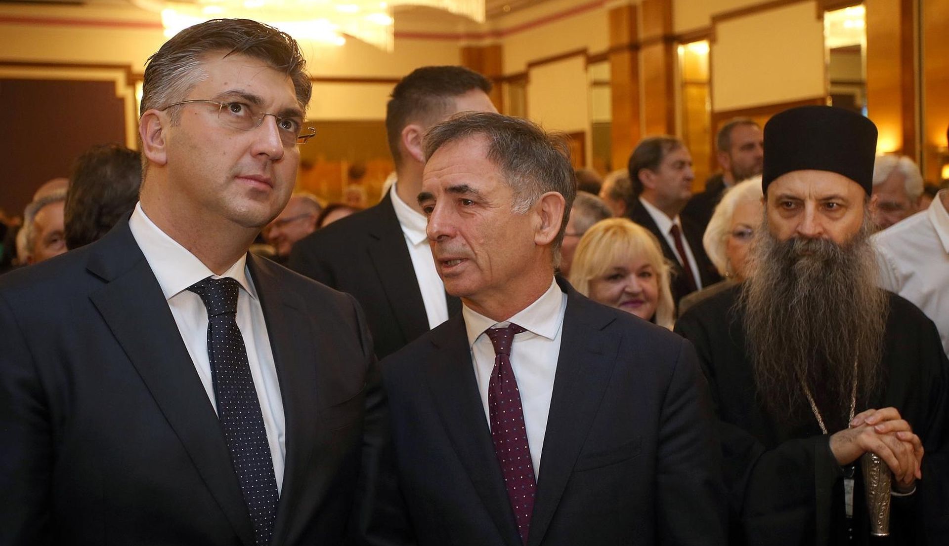 06.01.2018., Zagreb - Srpsko narodno vijece organiziralo je prijem povodom proslave pravoslavnog Bozica u hotelu Westin na kojem su sudjelovali visoki crkveni i drzavni celnici, Furio Radin, Andrej Plenkovic, Milorad Pupovac, mitropolit Porfirije Peric, Milan Bandic. 
Photo: Goran Stanzl/PIXSELL