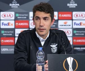 Zagreb: Konferencija za medije Benfice  - svjesni su kvalitete Dinama 06.03.2019., Zagreb, stadion Maksimir - Konferencija za novinare SL Benfice uoci utakmice osmine finala Europske lige GNK Dinamo Zagreb - SL Benfica. Trener Bruno Lage i igrac Filip Krovinovic. 
Photo: Luka Stanzl/PIXSELL
