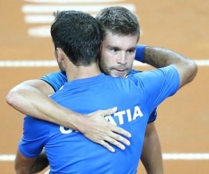07.04.2018., Varazdin, Arena Varazdin - Cetvrtfinale Svjetske skupine Davis Cupa. Hrvatska - Kazahstan, drugi dan 3. mec parova, Ivan Dodig,

Nikola Mektic - Timur Khabibulin, Aleksandr Nedovyesov.

Photo: Sanjin Strukic/PIXSELL