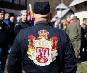 Pripadnici Ravnogorskog pokreta okupili su se u Višegradu 10.03.2019, Visegrad, Bosna i Hercegovina - U "Drazevini" pokraj Visegradu okupilo se oko 300 pripadnika Ravnogorskog pokreta. U crnim uniformama i cetnickom ikonografijom obiljezili su godisnjicu hapsenja cetnickog generala i ratnog zlocinca iz Drugog svjetskog rata Dragoljuba Draze Mihailovica. 
Photo: Armin Durgut/PIXSELL