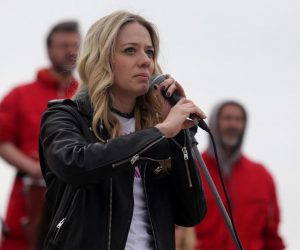 16.03.2019., Zagreb - Inicijativa #SPASIME, koju je 1. ozujka pokrenula scenaristica i glumica Jelena Veljaca, u 11:55 na Tomislavovom trgu organizirala prosvjed protiv rastuceg vala obiteljskog, ali i svakog drugog nasilja u Hrvatskoj. Jelena Veljaca. 
Photo: Dalibor Urukalovic/PIXSELL