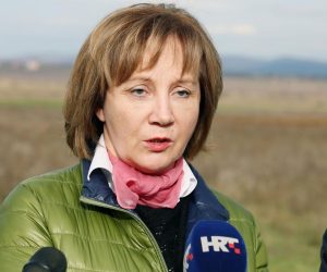 16.12.2014., Grabovci -
Povodom zavrsetka razminiranja jednog dijela minski sumnjivog podrucja K.O. Cista, Sibensko - kninski zupan Goran Pauk i gradonacelnica Grada Vodica Branka Juricev Martincev primili su u radni posjet upraviteljicu Zaklade za humanitarno razminiranje Hrvatske Djurdju Adlesic. Na razminiranom terenu pored table koja govori o zavrsetku radova obratili su se medijima.
Photo: Dusko Jaramaz/PIXSELL