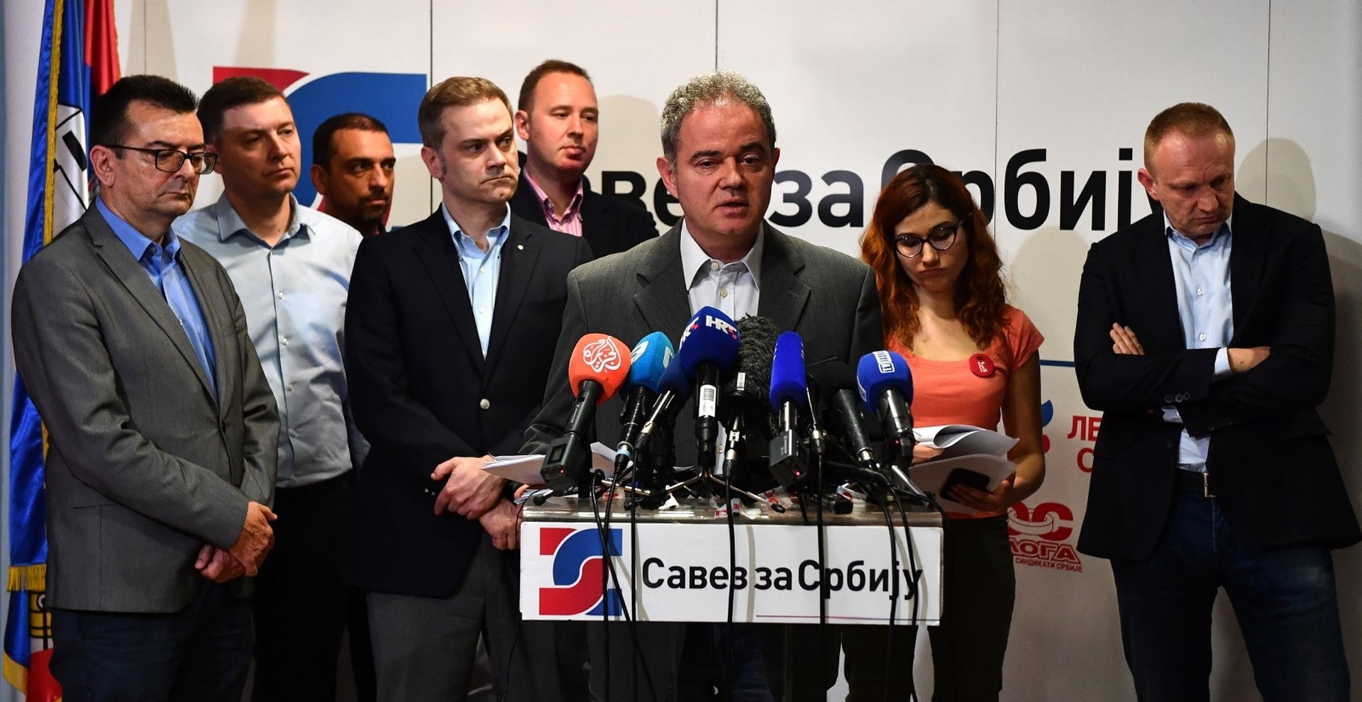 Beograd: Izvaredna konferecnija za medije Saveza za Srbiju 18.03.2019., Beograd - Izvaredna konferencija za medije Saveza za Srbiju. Zoran Lutovac. Photo: Srdjan Ilic/PIXSELL