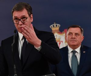 Beograd: Vučić i Dodik održali konferenciju za medije 19.03.2019., Beograd, Srbija - Predsjednik Srbije Aleksandar Vucic i predsjedavajuci Predsjednistva BiH Milorad Dodik odrzali su konferenciju za medije nakon sastanka. Photo: Srdjan Ilic/PIXSELL