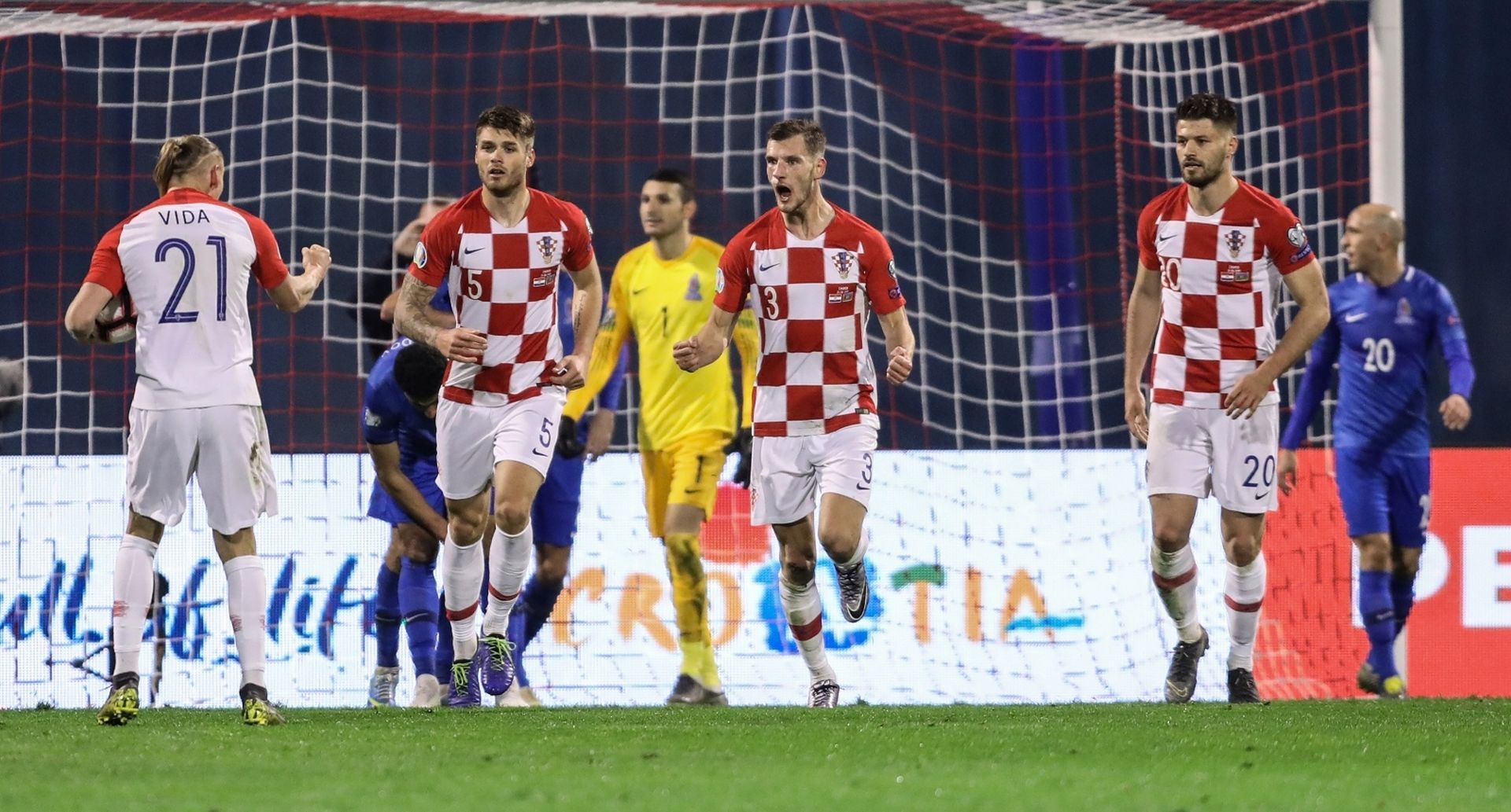 Hrvatska protiv Azerbajdžana igra prvu kvalifikacijsku utakmicu za EURO 2020. 21.03.2019., stadion Maksimir, Zagreb - Kvalifikacije za Europsko prvenstvo 2020., skupina E, 1. kolo, Hrvatska - Azerbajdzan. Domagoj Vida, Duje Caleta Car, Borna Barisic, Bruno Petkovic
Photo: Jurica Galoic/PIXSELL
