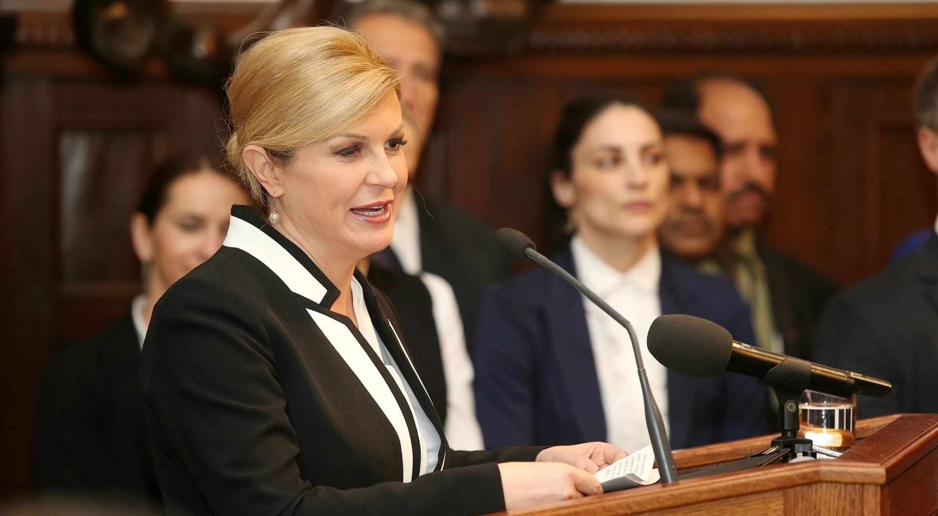 Zagreb: Održan Hrvatsko-indijski poslovni forum 27.03.2019., Zagreb - U Vijecnici Hrvatske gospodarske komore  odrzan je Hrvatsko-indijski poslovni forum. Predsjednica RH Kolinda Grabar-Kitarovic Photo: Dalibor Urukalovic/PIXSELL