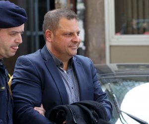 27.03.2019., Rijeka - Policija odvodi Maksimilijana Percana, uhicenog u akciji Uljanik, nakon ispitivanja u prostorijama Zupanijsokg drzavnog odvjetnistva. Photo: Goran Kovacic/PIXSELL