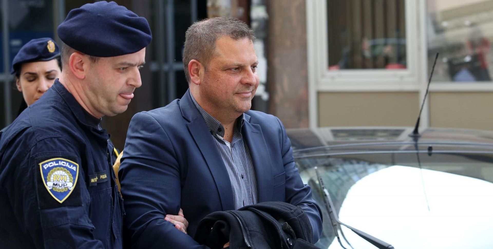27.03.2019., Rijeka - Policija odvodi Maksimilijana Percana, uhicenog u akciji Uljanik, nakon ispitivanja u prostorijama Zupanijsokg drzavnog odvjetnistva. Photo: Goran Kovacic/PIXSELL