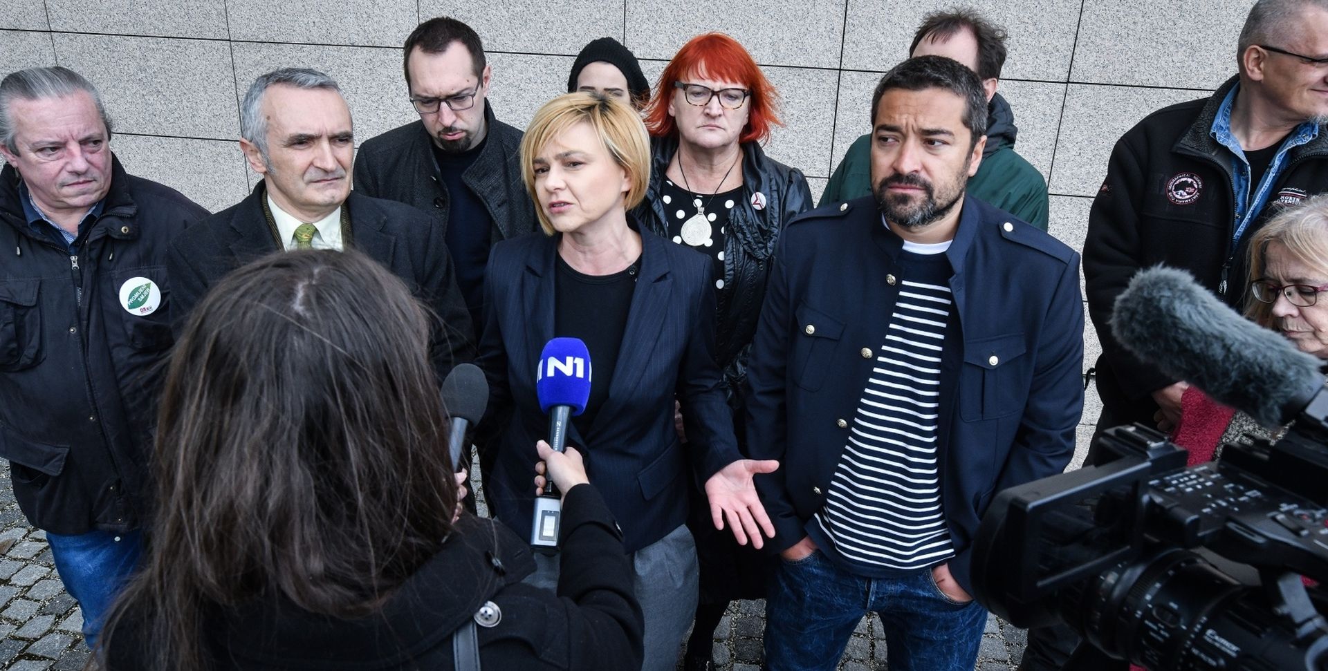 Zagreb: Konferencija za medije koalicije za izlazak na europske izbore: Možemo! 28.03.2019., Zagreb- Ispred NSK odrzana je konferencija za medije koalicije za izlazak na europske izbore: Mozemo!. Sandra Bencic, Dragan Markovina, Zorislav Antun Petrovic Tomislav Tomasevic, Rada Boric. 
Photo: Sandra Simunovic/PIXSELL