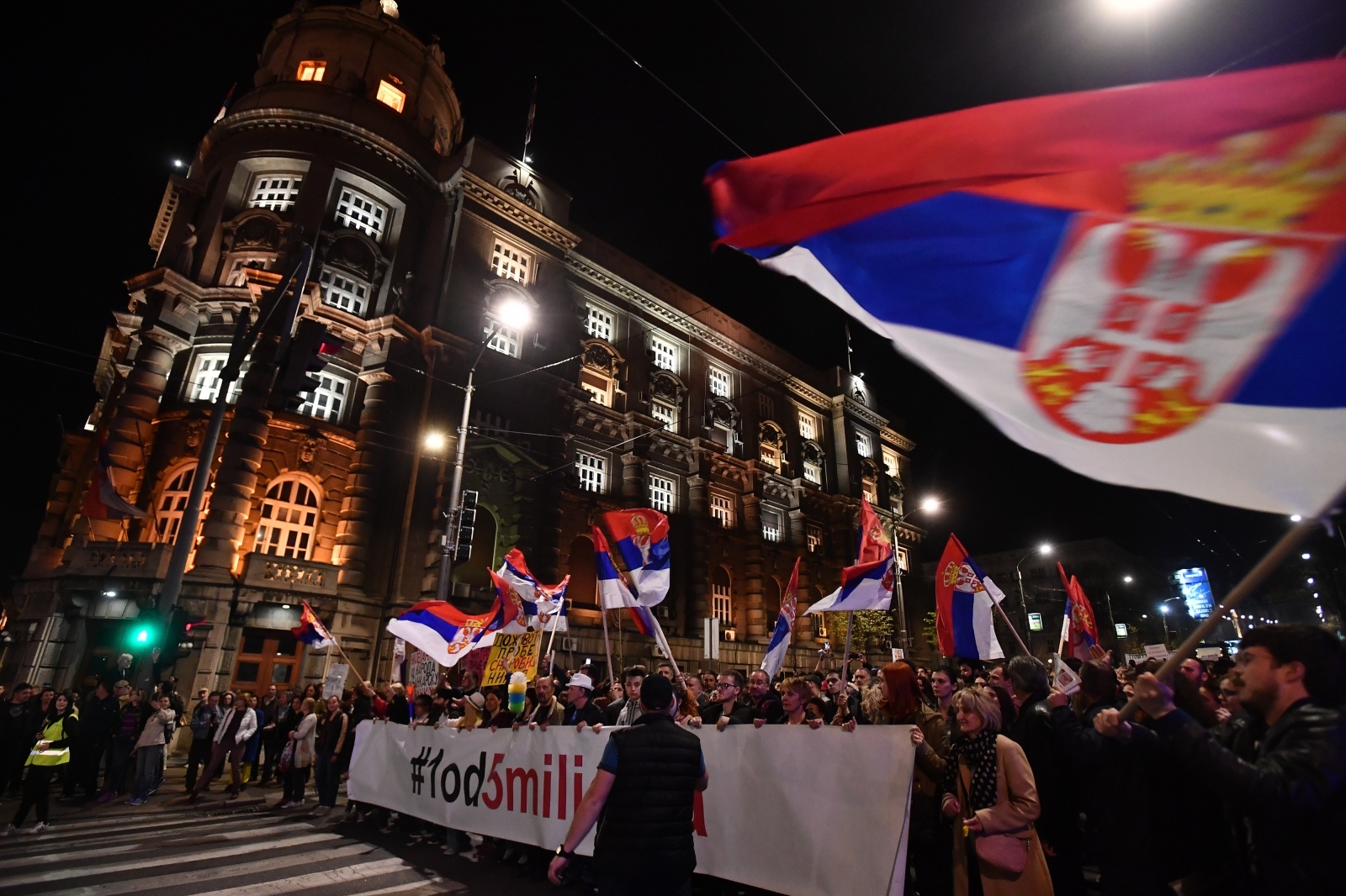 Protestna šetnja građana protiv vlasti pod nazivom "1 od 5 miliona"  30.03.2019., Beograd - Prosvjedna setnja gradjana protiv vlasti pod nazivom "1 od 5 miliona".

Photo: Srdjan Ilic/PIXSELL