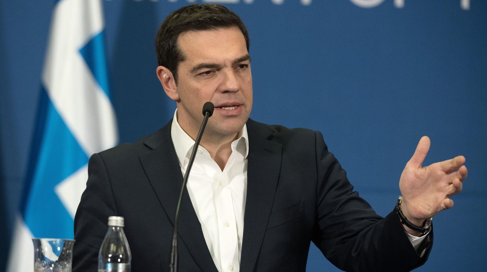 31.01.2017., Beograd, Republika Srbija - Grcki premijer Alexis Tsipras doputovao je u dvodnevni posjet, a docekao ga je premijer Srbije Aleksandar Vucic. Nakon sastanka odrzali su zajednicku konferenciju za medije. 
Photo: Srdjan Ilic/PIXSELL