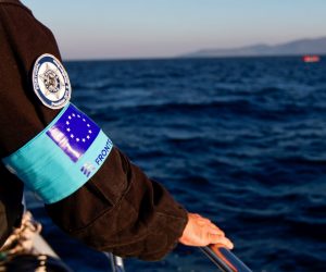 Portuguese police officers, representatives of the EU's border management agency Frontex, during on a patrol on board in Greek island of Lesbos on November 20, 2015.