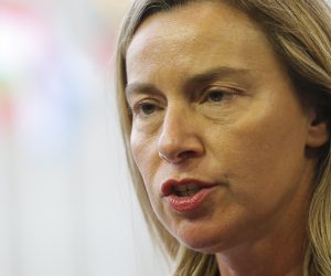 epa07491619 Federica Mogherini, High Representative for Foreign Affairs and Security Policy, speaks to the media at the start of the EU Foreign Affairs Council meeting in Luxembourg, 08 April 2019. European leaders arrived in Luxembourg to attend the EU Foreign Affairs Council where they are expected to discuss Afghanistan and Venezuela as well as Brexit and Libya, among other issues, and exchange views on the Eastern Partnership (EaP).  EPA/JULIEN WARNAND