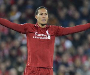 epa07495146 Liverpool's Virgil van Dijk reacts during the UEFA Champions League quarter final, first leg soccer match between Liverpool FC and FC Porto at Anfield in Liverpool, Britain, 09 April 2019.  EPA/PETER POWELL