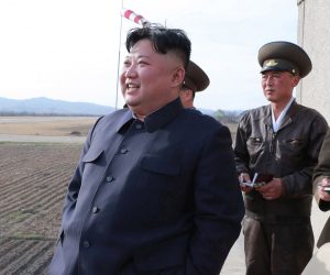 epa07511063 A photo released by the official North Korean Central News Agency (KCNA) shows Kim Jong-un (L), chairman of the Workers' Party of Korea, chairman of the State Affairs Commission of the Democratic People's Republic of Korea and supreme commander of the Armed Forces of the Democratic People's Republic of Korea, guided the flight drill of the combat pilots of Unit 1017 of the Air and Anti-aircraft Force of the Korean People's Army, in Pyongyang, North Korea, 16 April 2019 (issued 17 April 2019).  EPA/KCNA   EDITORIAL USE ONLY