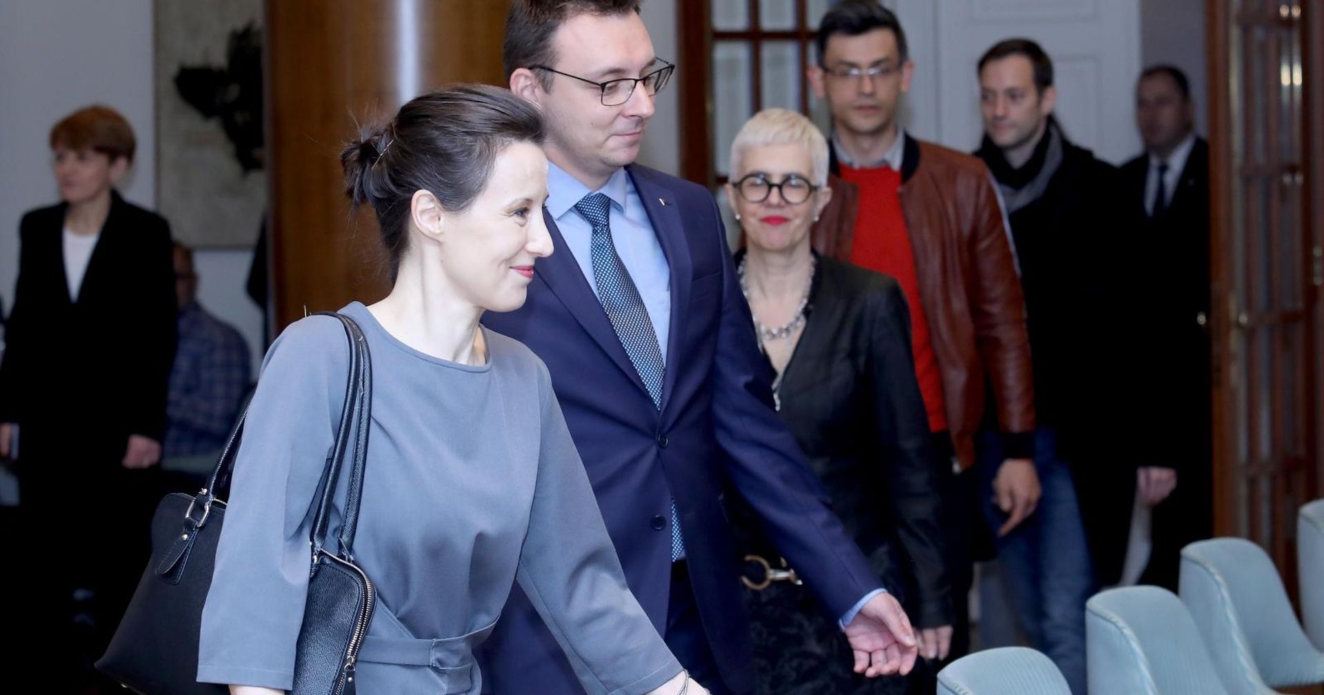 08.04.2019., Zagreb - Predstavnici stranke Start predvodjeni Dalijom Oreskovic predali su u Saboru Drzavnom izbornom povjerenstvu kandidacijske liste za izbor clanova u Europski parlament. Dalija Oreskovic, Bojan Glavasevic.
Photo: Patrik Macek/PIXSELL