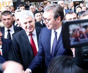 09.04.2019., Mostar, Bosna i Hercegovina - Svecana ceremonija otvaranja 22. medjunarodnog sajma gospodarstva - Mostar 2019. Na otvorenju su prisustvovali Zdravko Mamic, predsjednik Srbije Aleksandar Vucic i Dragan Covic. Photo: Armin Durgut/PIXSELL