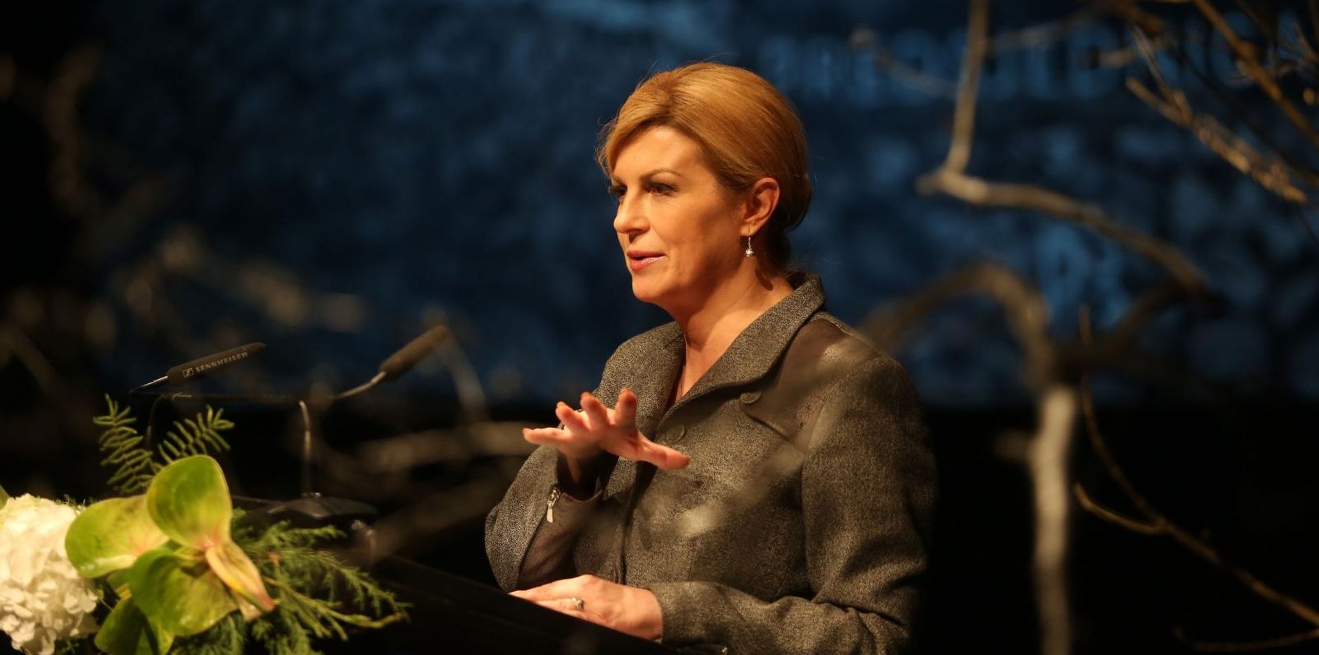 12.04.2019., Opatija-  Predsjednica Republike Hrvatske Kolinda Grabar Kitarovic nazocila je svecanoj sjednici Zupanijske skupstine u povodu obiljezavanja Dana Primorsko goranske zupanije u kulturnom centru Gervais. 
Photo:Goran Kovacic/PIXSELL