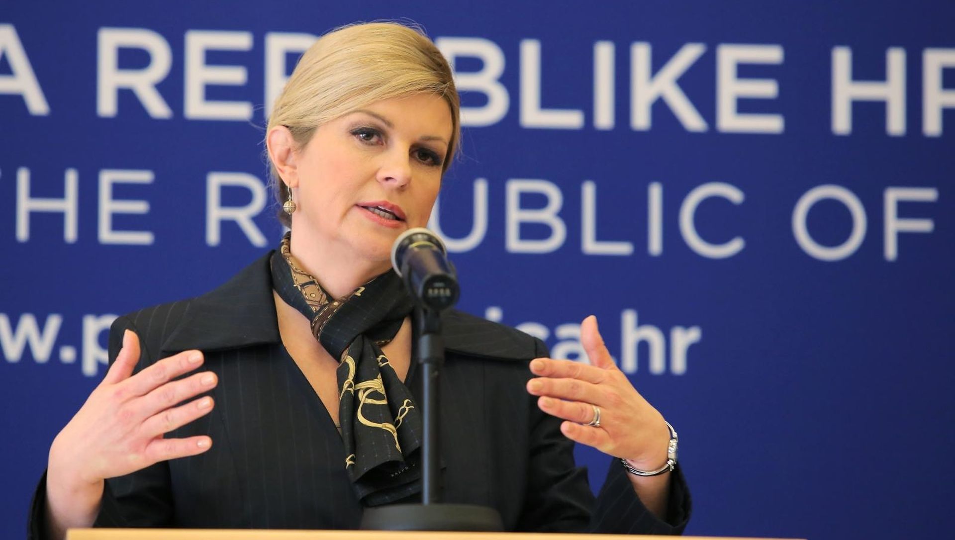 Zagreb: Konferencija za medije Kolinde Grabar-Kitarović 29.03.2019., Zagreb - U uredu predsjednice na Pantovcaku, predsjednica Kolinda Grabar-Kitarovic sazvala je konferenciju za medije posvecenu vanjskopolitickim aktivnostima. 
Photo: Tomislav Miletic/PIXSELL