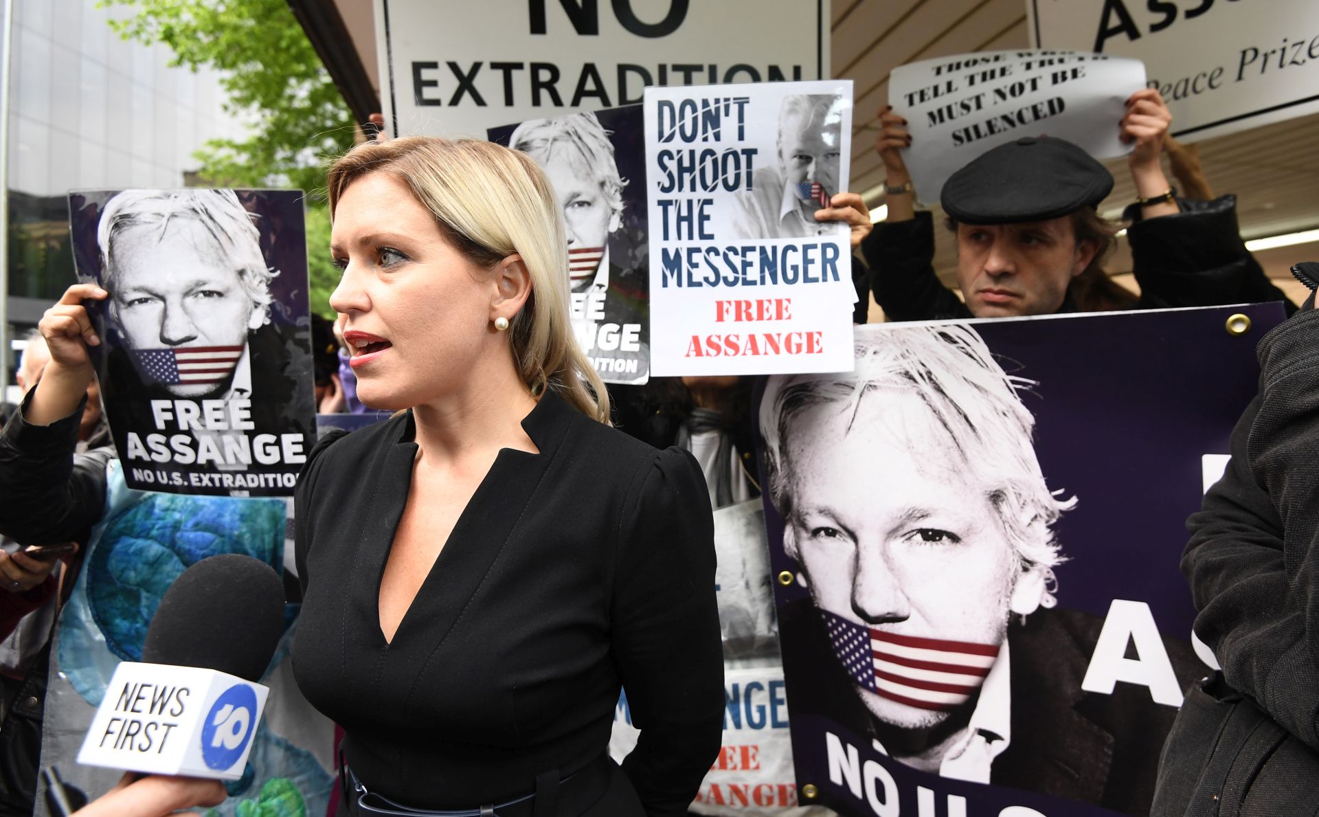 epa07540228 Barrister Jennifer Robinson, one of the lawyers on Julian Assange’s legal team, speaks to reporters outside Southwark Crown Court in London, Britain, 01 May 2019. The Wikileaks co-founder Julian Assange has been sentenced to 50 week in prison for breaching his bail conditions. Assange was found guilty of breaching the Bail Act in April after his arrest after spending seven year in the Ecuadorian Embassy in London.  EPA/FACUNDO ARRIZABALAGA