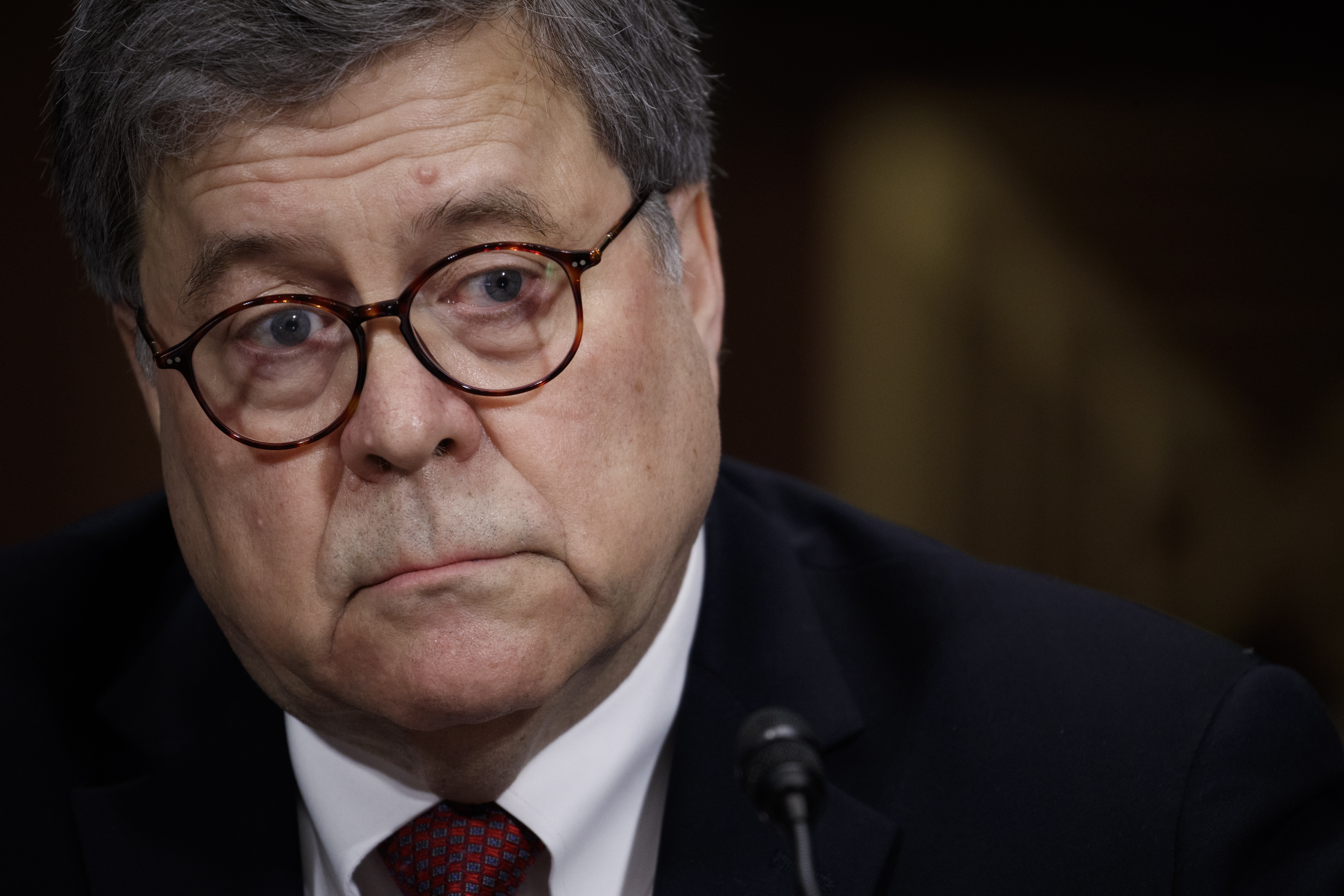 epa07540626 US Attorney General William Barr testifies before the Senate Judiciary Committee's hearing on 'The Justice Department's Investigation of Russian Interference with the 2016 Presidential Election' on Capitol Hill in Washington, DC, 01 May 2019. Attorney General Barr is facing questions from Senators for the first time since the release of special counsel Robert Mueller's Russia report on 18 April 2019.  EPA/SHAWN THEW