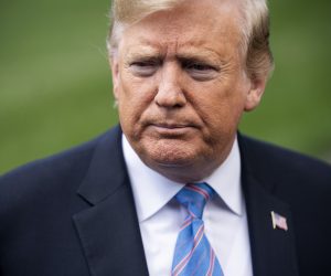 epa07570176 US President Donald J. Trump speaks to the media about China tariffs and the tensions with Iran, as he departs the White House for events in Louisiana, in Washington, DC, USA, 14 May 2019. Electronics imported from China, such as laptops and cellphones, could face tariffs as high as 25 percent should the President authorize another round of tariff hikes.  EPA/JIM LO SCALZO