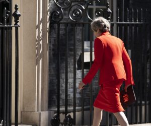 epa07596532 British Prime Minister Theresa May departs after addressing the media to announcing her resignation, outside 10 Downing Street, Central London, Britain, 24 May 2019. Mrs May announced she will resign as Prime Minister on 07 June 2019 in the meantime triggering a leadership contest to succeed her as the leader of the governing Conservative Party.  EPA/WILL OLIVER